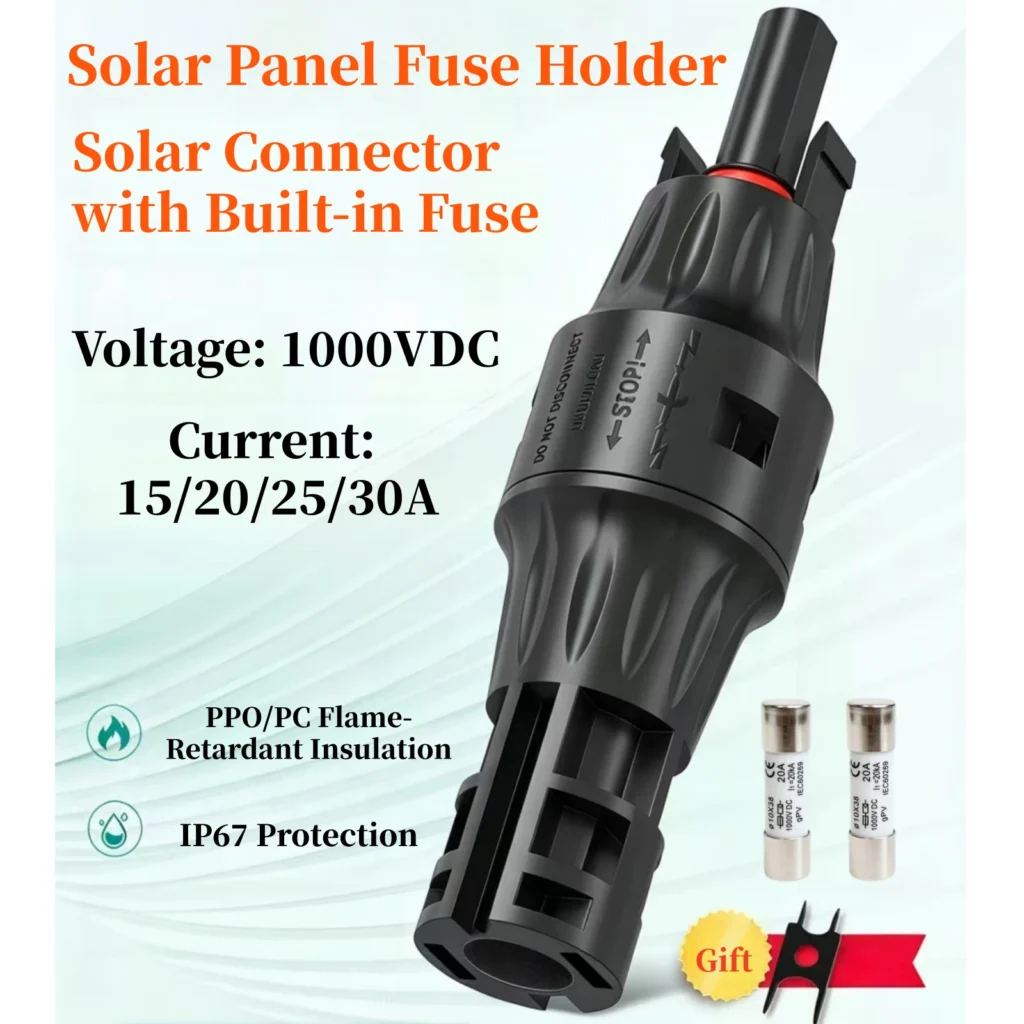 1000VDC Fuse-Integrated PV Plug Connector | Built-in Solar Connector Fuse for PV Strings